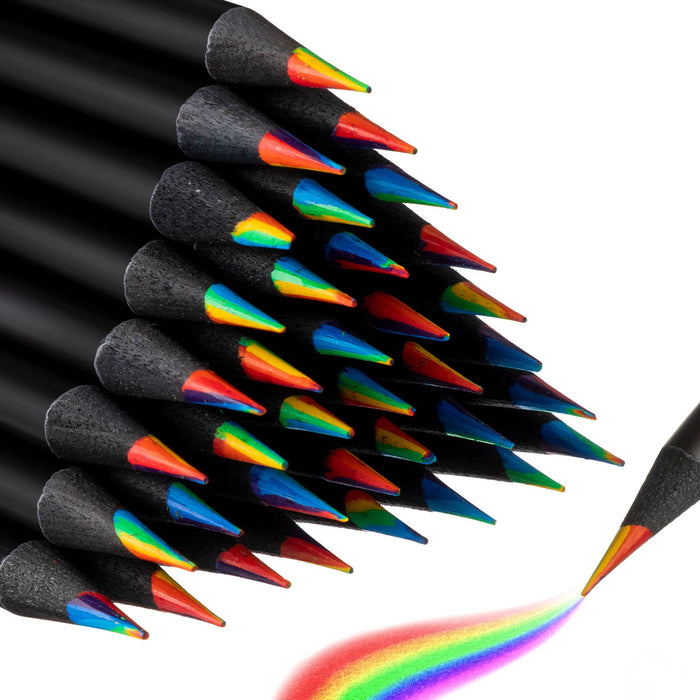 Teling 100 Pcs Rainbow Colored Pencils Multicolored 7 in 1 Pencils